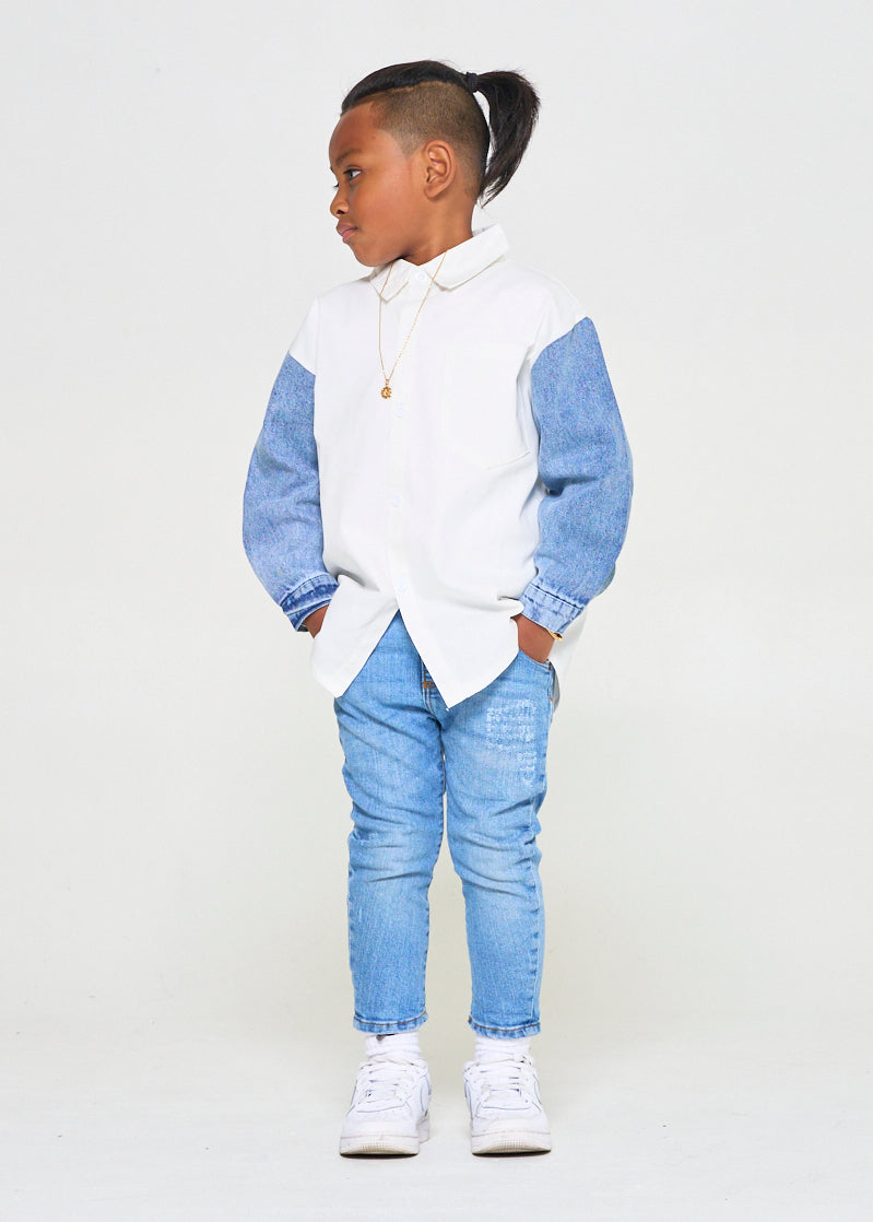 Long Sleeve Denim and Cotton Shirt