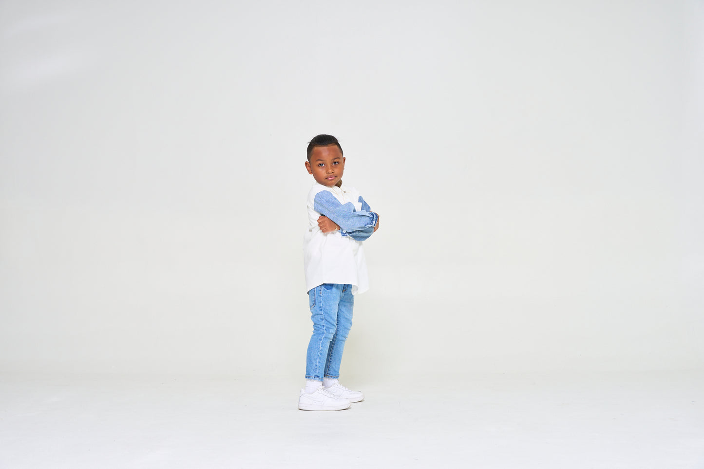 Long Sleeve Denim and Cotton Shirt